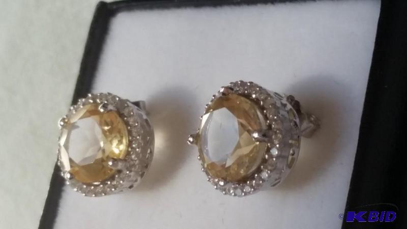 Citrine, Sapphire & Diamond Earrings