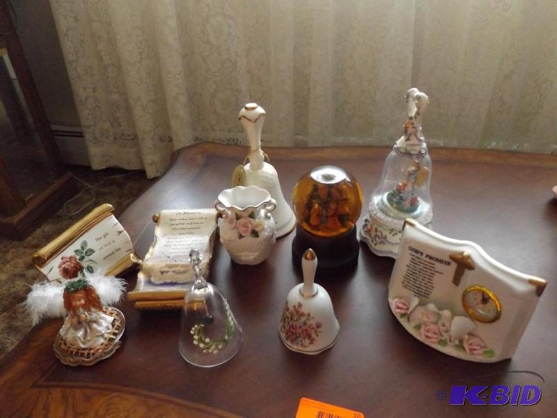lot 10 image: misc. bells,angle doll misc&nbspplaques with...