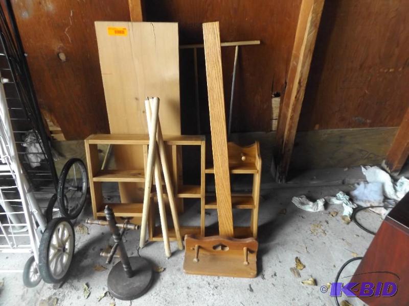 lot 158 image: Wood Shelves and display stand...