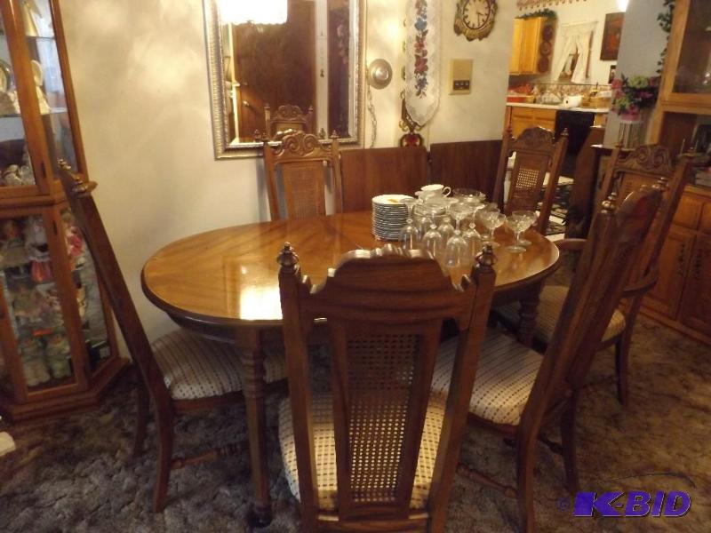 lot 30 image: dinning table and chair set 6 chairs and 2 le...