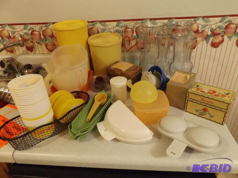 lot 67 image: misc dishes and kitchen tools to yellow cover...