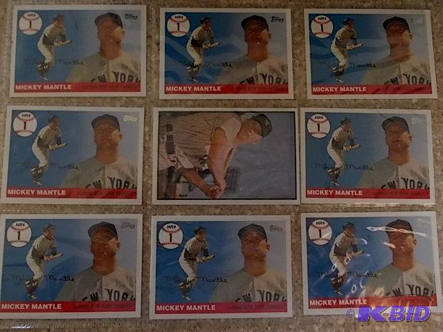 9 Mickey Mantle Reproduction Baseball Cards...