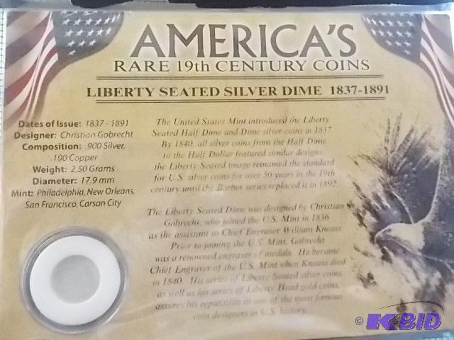 Seated Liberty Dime 1837-1891 In Collector Ca...