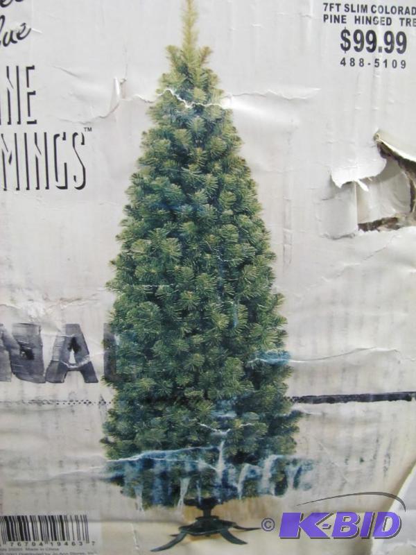 lot 89 image: This 7-Ft Slim Colorado Pine Hinged Artificia...