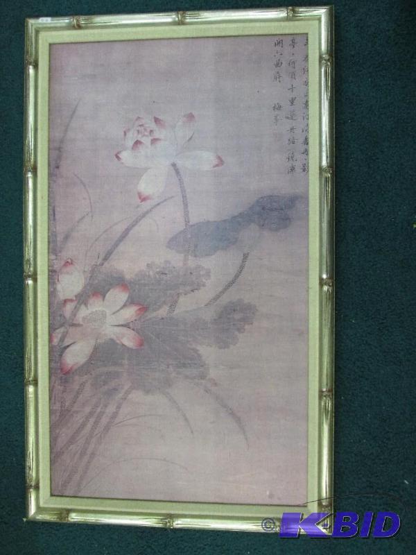 lot 15 image: Lotus Flower print by Mei Feng 19 x 32 inches...