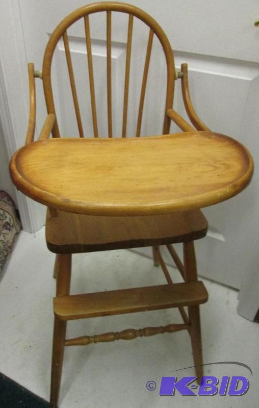 lot 5 image: Vintage high chair, solid wood...