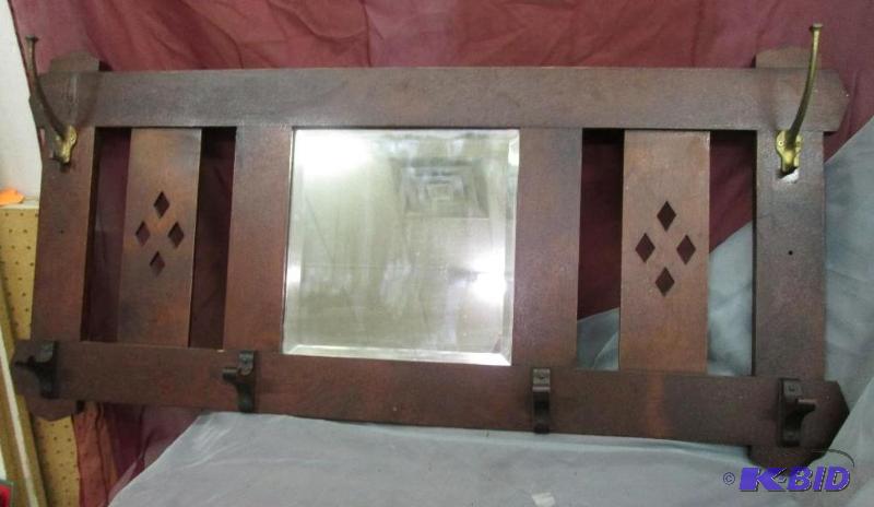 lot 53 image: Mirrored coat hanger, 42 x 20 inches...