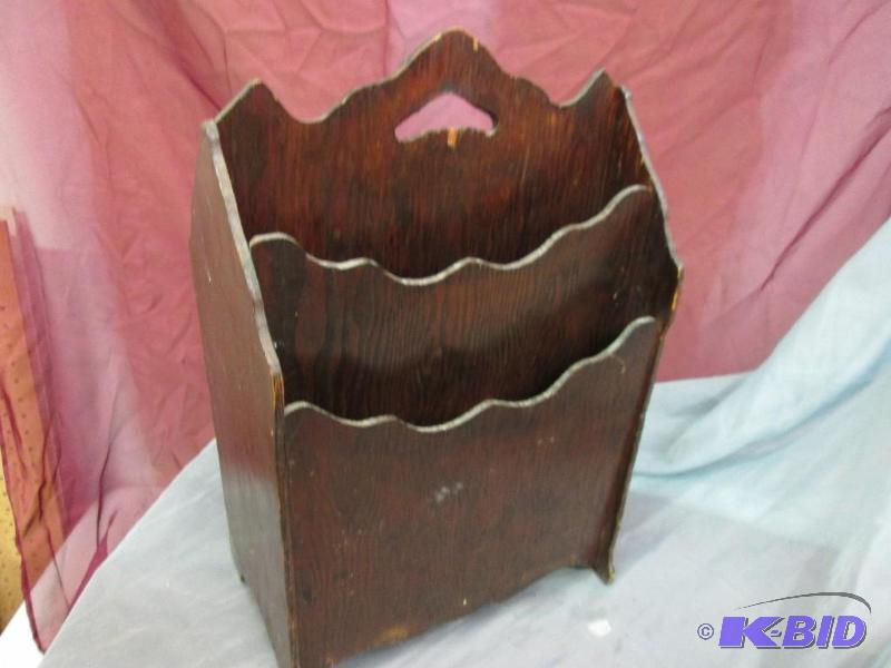 lot 56 image: Double sided wood magazine rack...