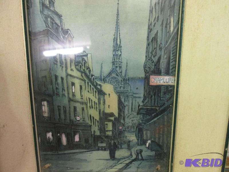 lot 69 image: Framed street scene, 9 x 11 inches...