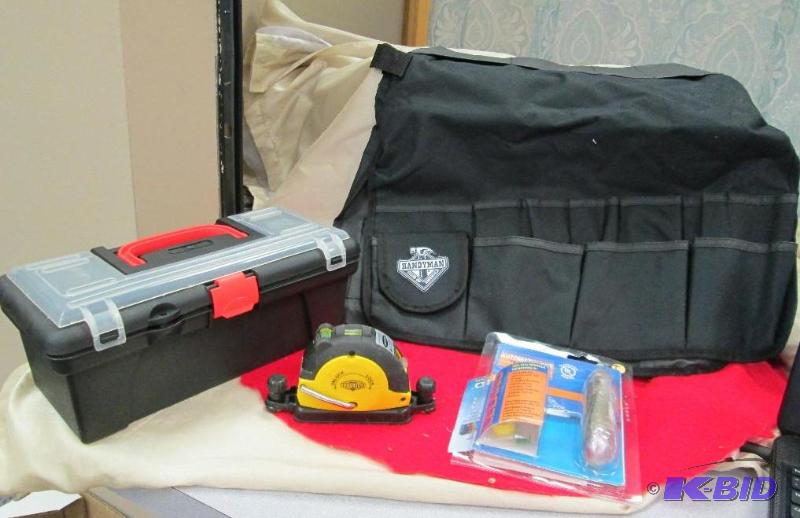 lot 109 image: 1-tool box-1 handy man apron to go over a pai...