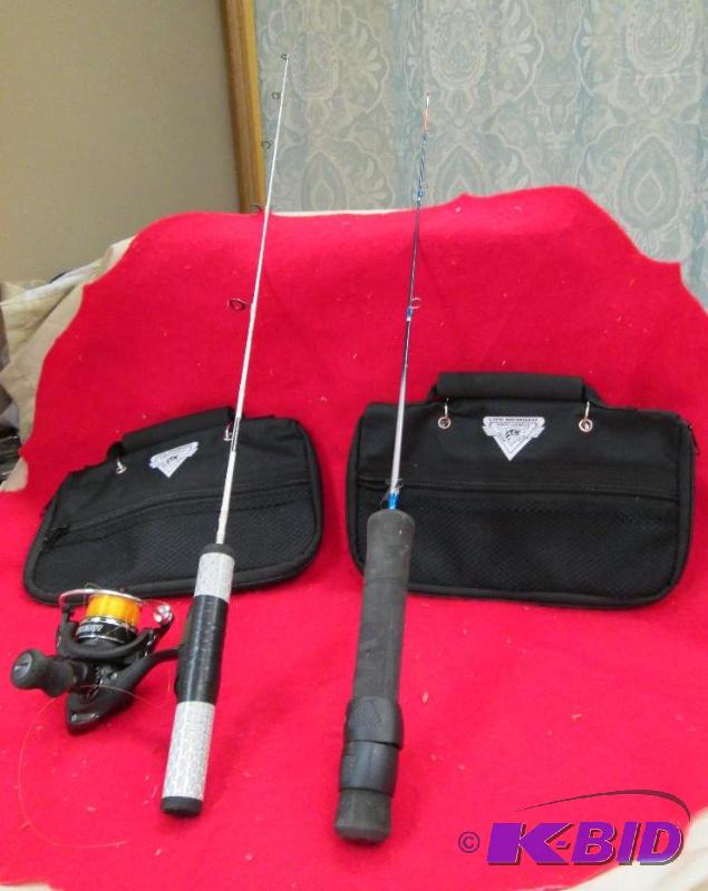 lot 123 image: 2- Fishing worm bags, Frabill 24" light ...