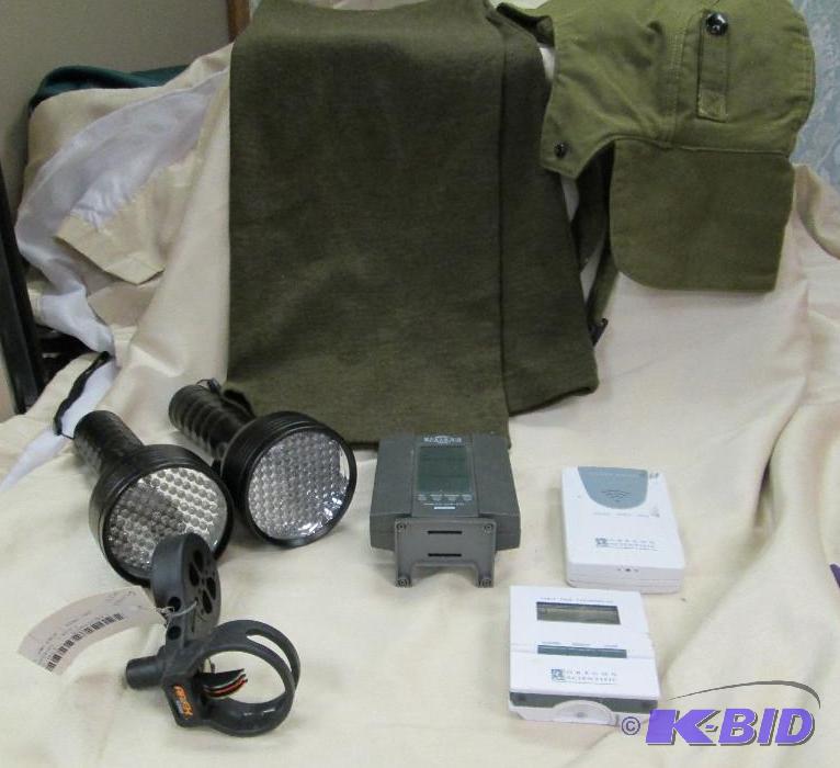 lot 149 image: 2- flashlights, 2- thermometers, arrow rest, ...