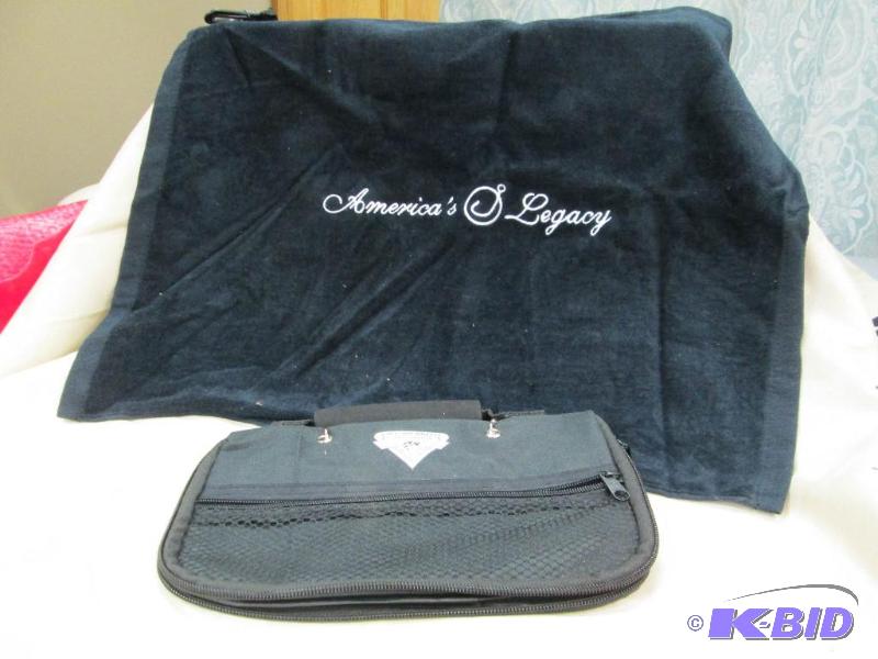 lot 4 image: One fishing golf towel and fishing worm bag...