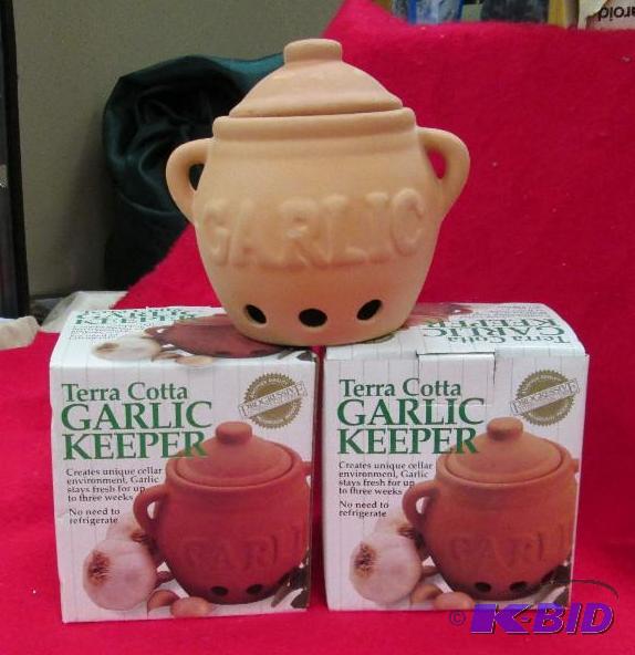 lot 41 image: Qty 2 Terra Cotta Garlic Keeper...