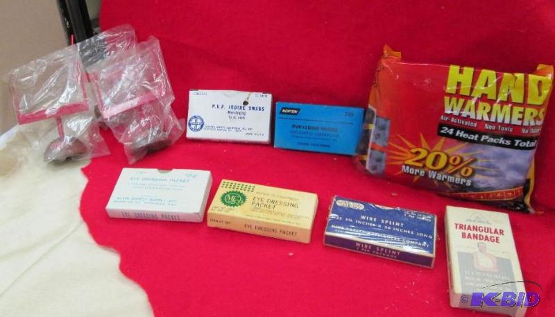 lot 87 image: 3- Miller goals, 2 P.V.P Iodine swabs, Hand w...