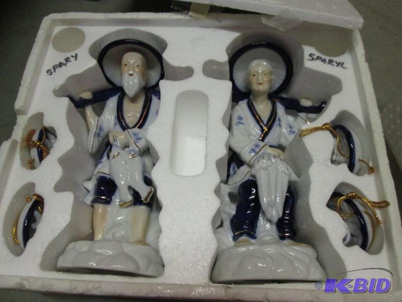 lot 111 image: Sparty and sparyly figurins with hanging bowl...