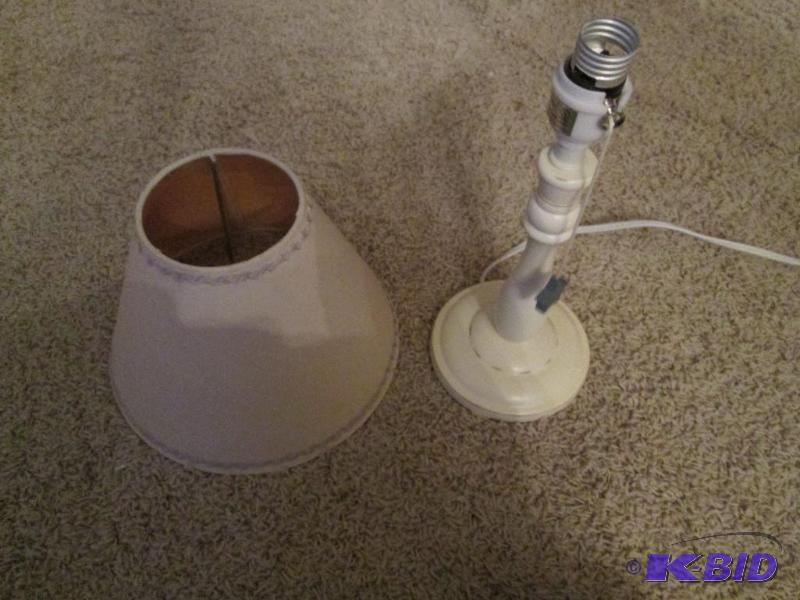 lot 166 image: white lamp with stand, not tested, light buld...
