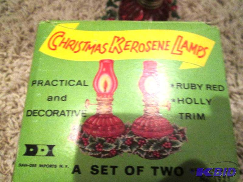 lot 221 image: christmas kersoene lamp set of two...
