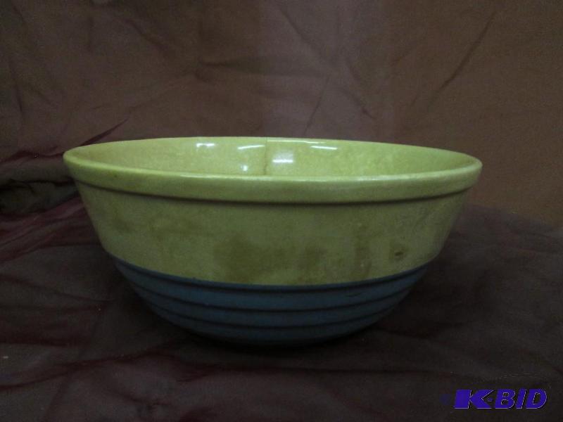lot 315 image: Tan and blue bowl, universal potters, ovenpro...