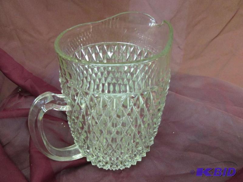 lot 321 image: Crystal cut glass heavy pitcher, 2 quart...