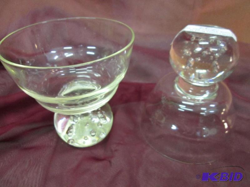 lot 328 image: Bubble solid glass base cups...