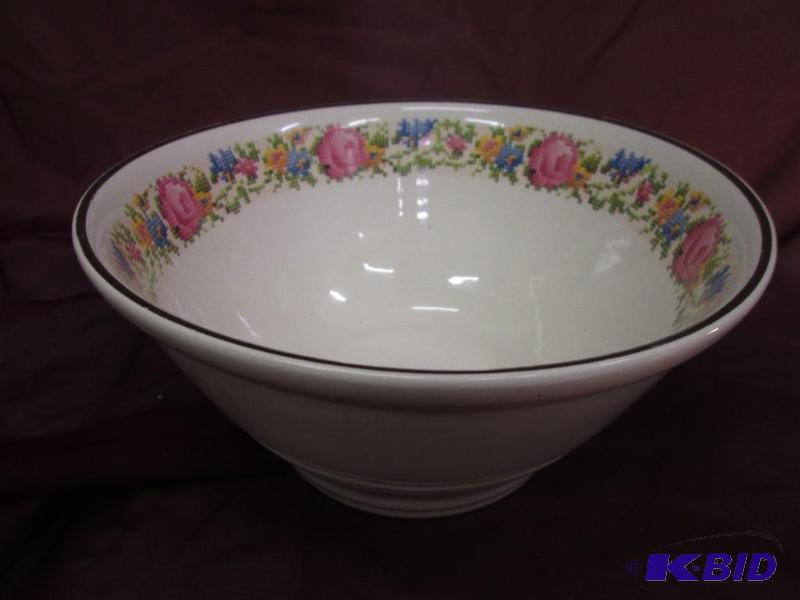 lot 332 image: Hotoven Harker bowl with cross stitch flower ...