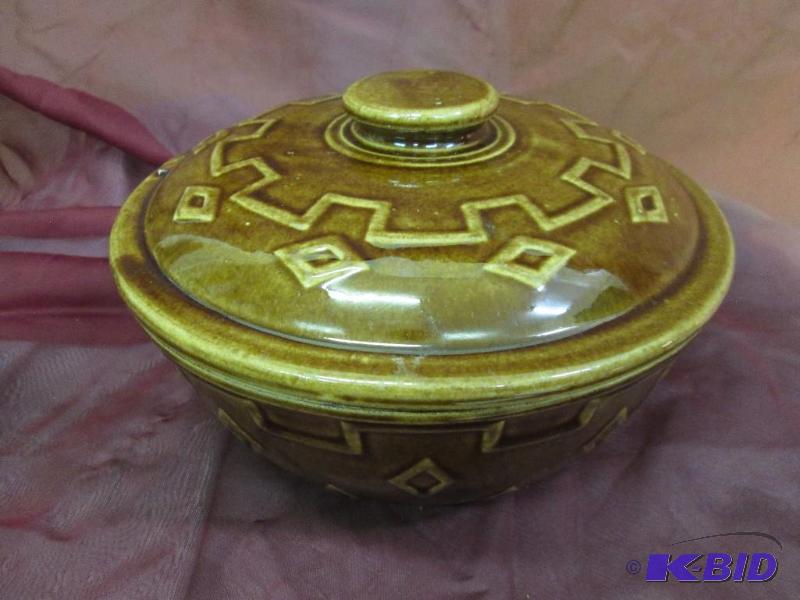 lot 356 image: Brownware casserole bowl with cover...