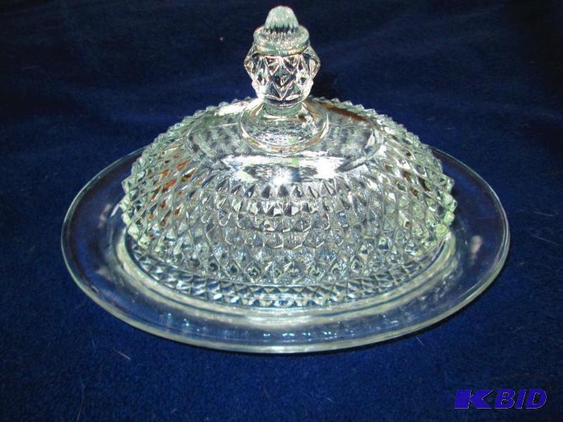 lot 362 image: Cut lead glass cheese dish with cover...