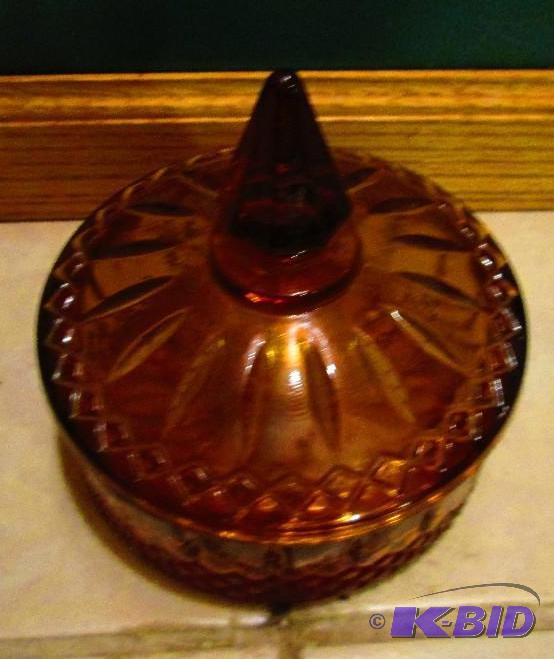 lot 68 image: vintage glass bowl with lid...
