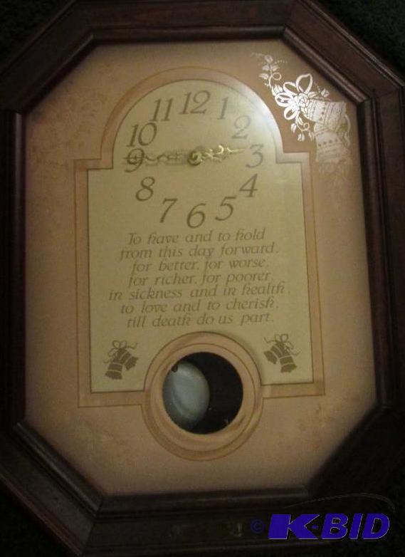 lot 7 image: wall hanging clock with quote...