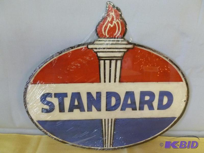 lot 10 image: Standard heavy gage embossed metal sign that ...