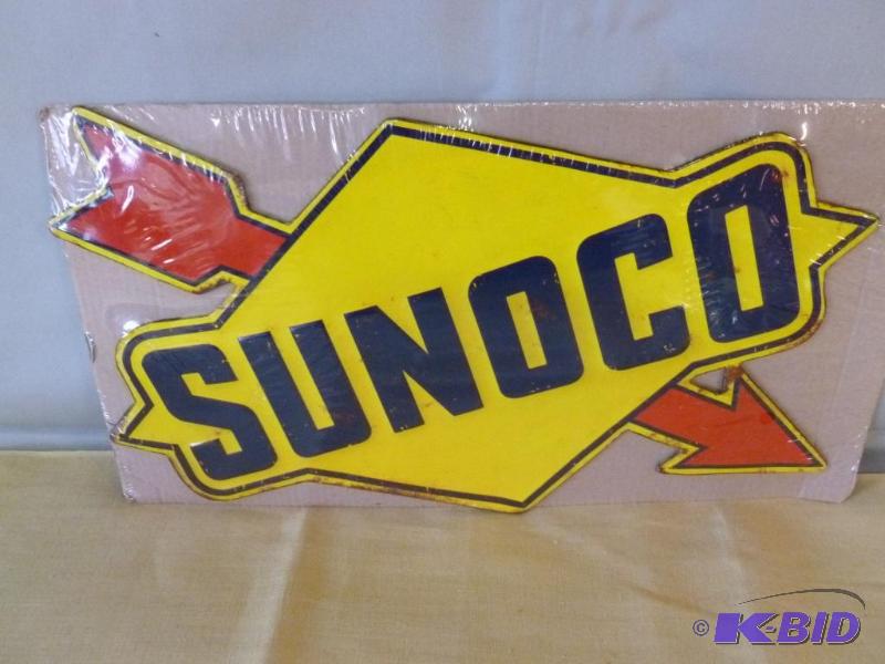lot 11 image: Sunoco heavy gage embossed metal sign that me...