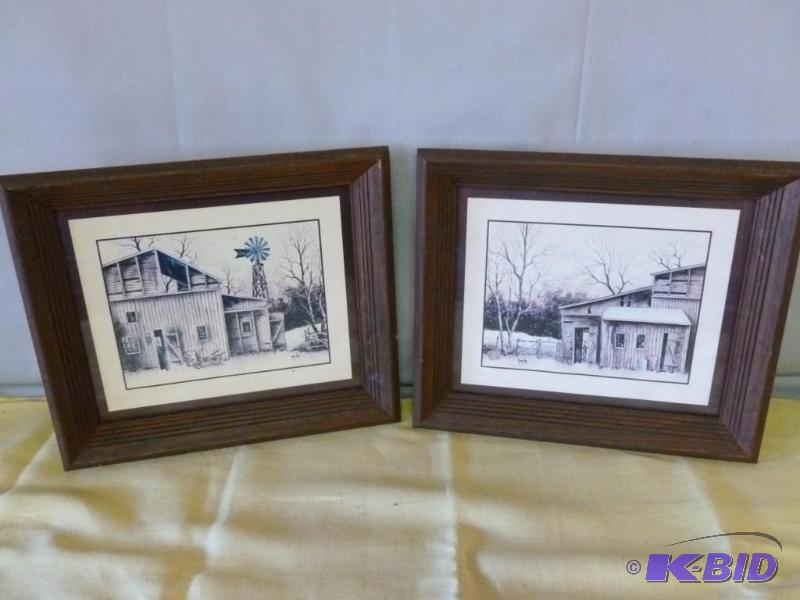 lot 110 image: Lot of two Robert Nidy - Farm Scene wood...