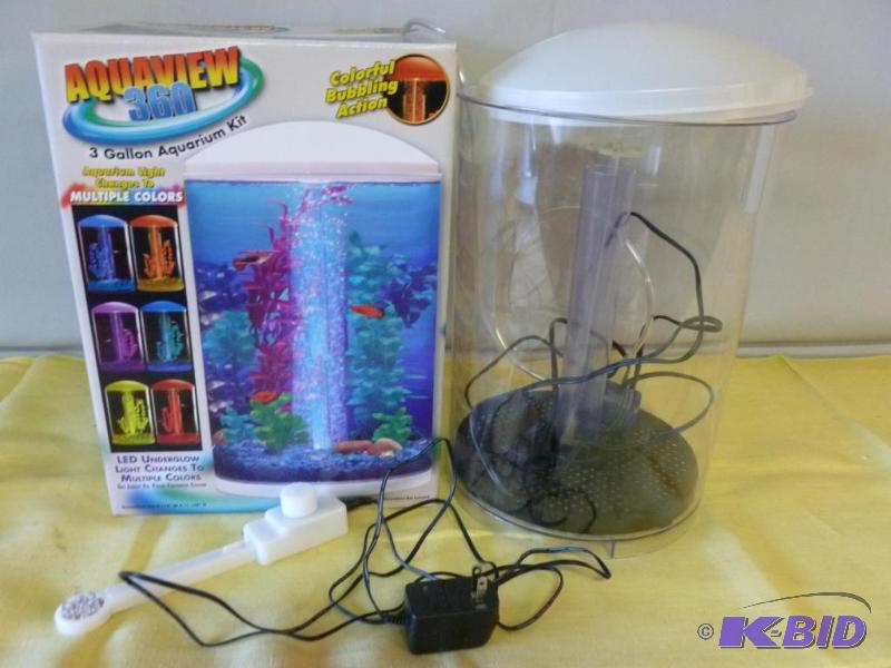 lot 123 image: Aquaview 360 - 3 gallon fish aquarium kit, pu...