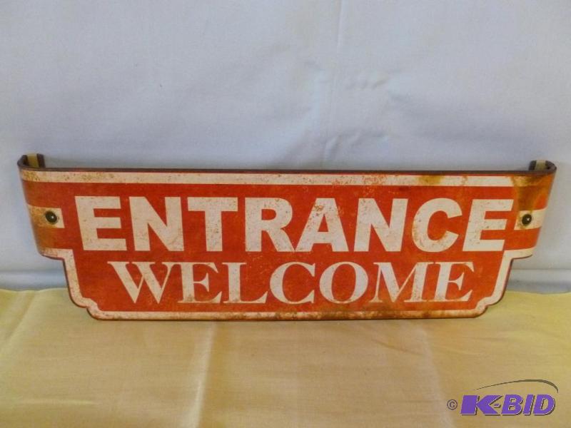 lot 15 image: Entrance Welcome heavy gage metal sign that m...
