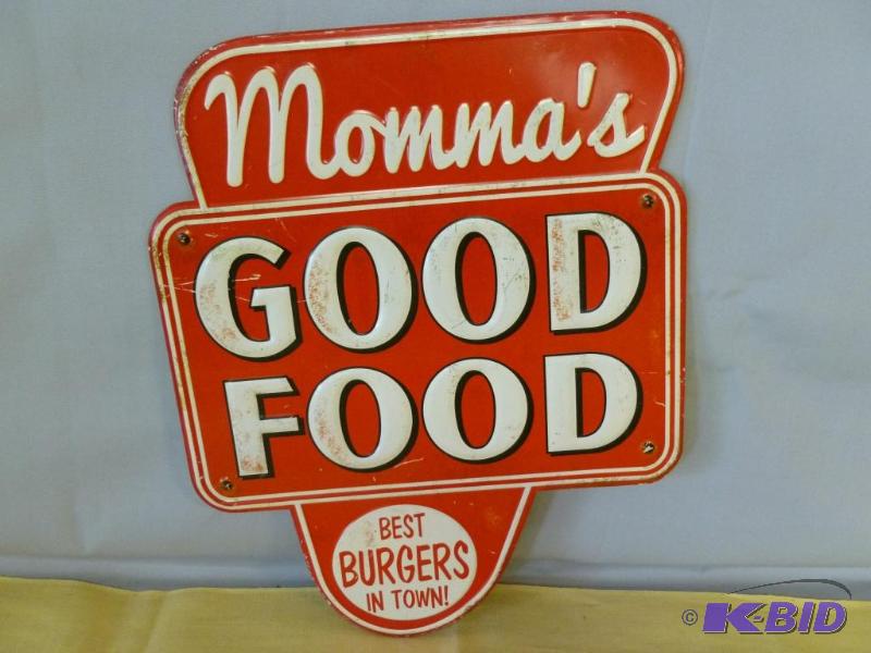 lot 16 image: Mommas Good Food heavy gage embossed metal s...