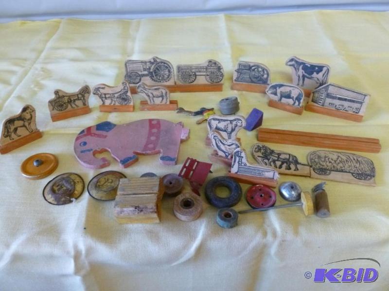 lot 49 image: Large lot of vintage wooden toys and toy part...