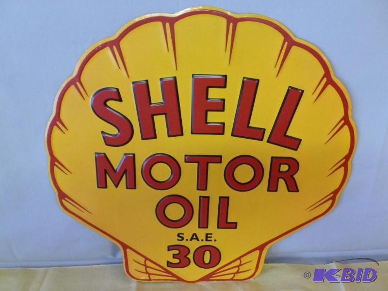 lot 5 image: Large Collectible Shell Motor Oil heavy gage ...