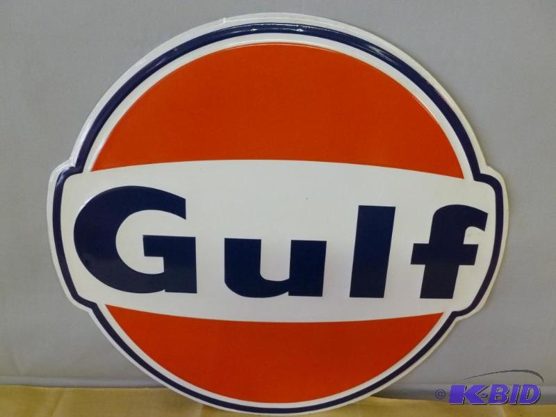 lot 6 image: Large Collectible Gulf heavy gage embossed me...
