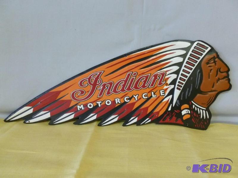 lot 7 image: Indian Motorcycle heavy gage embossed metal s...