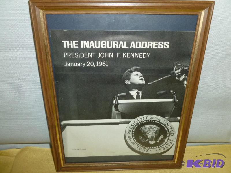 lot 91 image: Vintage John F. Kennedy Inaugural Address Met...