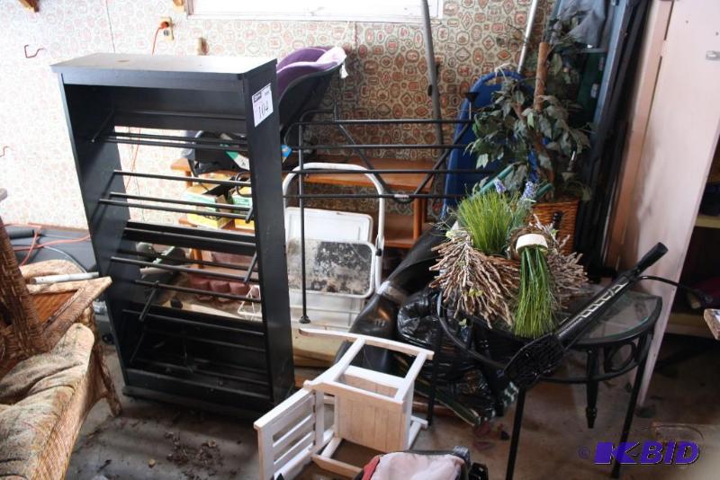 WallCorner Lot Including Plastic Rocking Chair, Mini Piano, Step Ladder, And More.