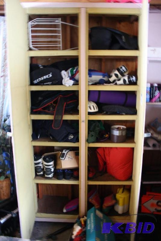 Shelf Lot Includes Contents Mega Air 90 Hockey Skates, Snowboard Boots, Minnow Bucket, And More.