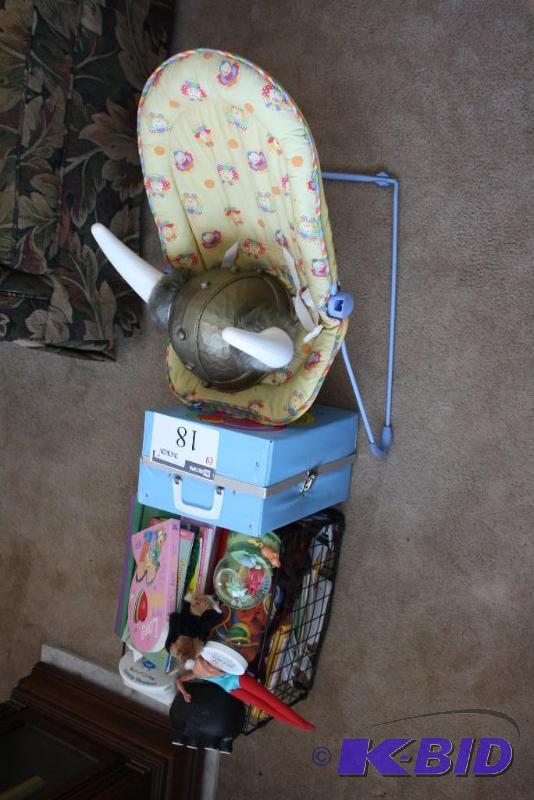 Vintage Lot of Toys Including Barbie Doll Trunk & Crib