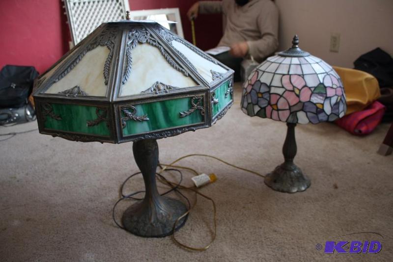 Vintage Lamps w Glass Decorative Shades