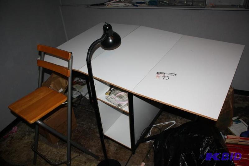 Desk wWooden Chair & Lamp.