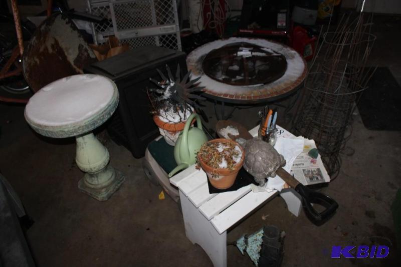 Lot of Garden Items Including Pots Watering Jugs Bird Baths And More.