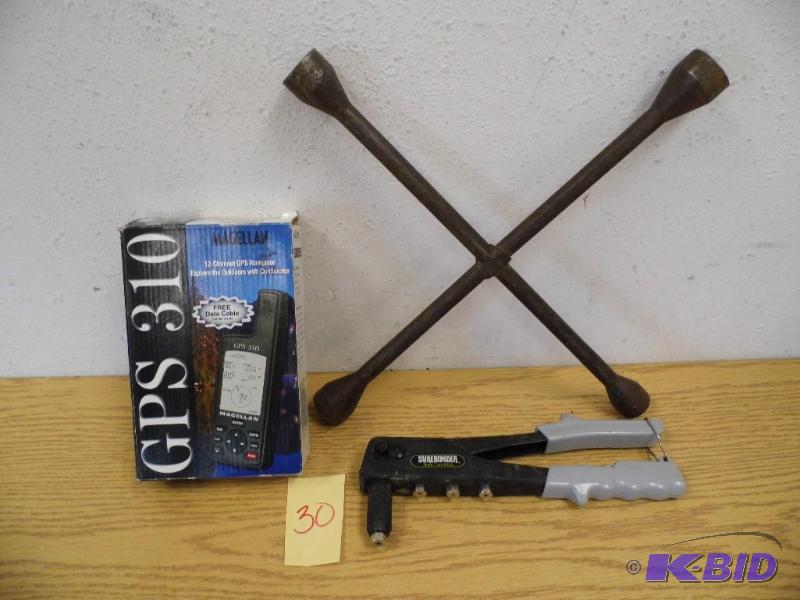 Magellan GPS, Tire Iron, Rivet Tool
