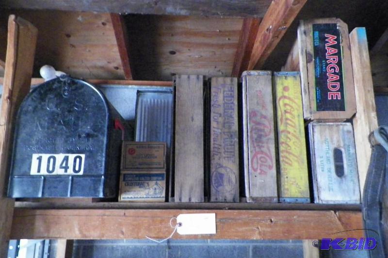 All items on shelf including mail box and crates