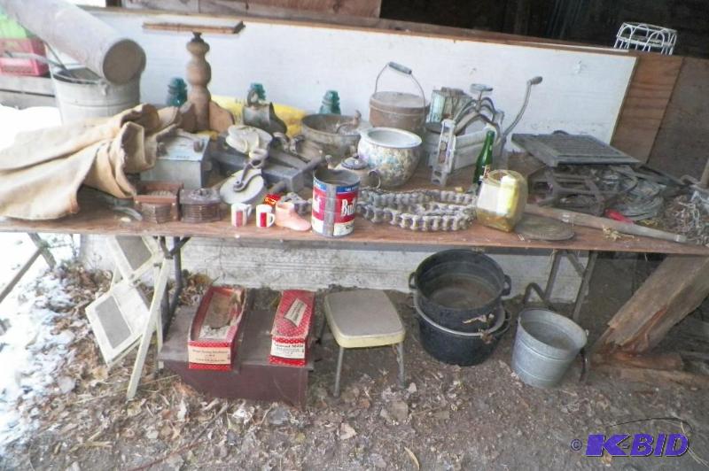 All items on table and ground under table